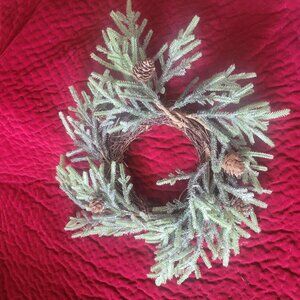 Pinecone Evergreen Wreath Candle Ring Christmas Décor Holiday Decoration